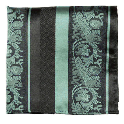 Mint and Black Silk Pocket Square Paul Malone Pocket Square - Paul Malone.com