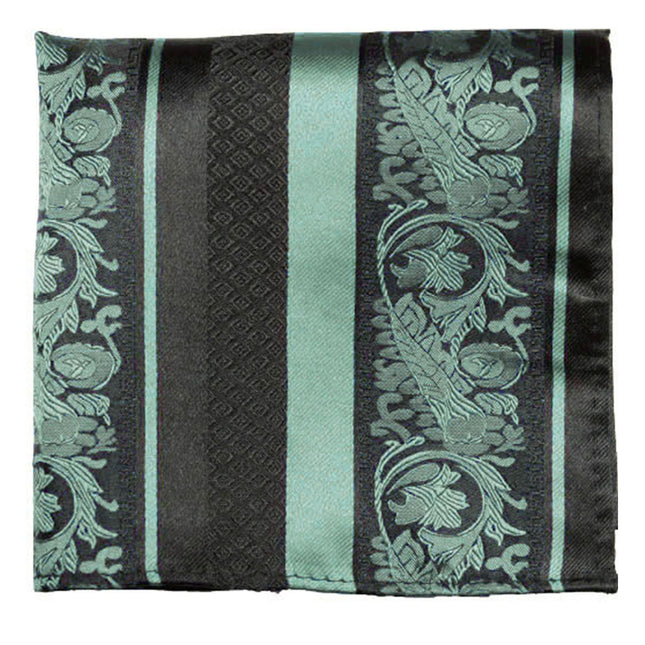 Mint and Black Silk Pocket Square Paul Malone Pocket Square - Paul Malone.com