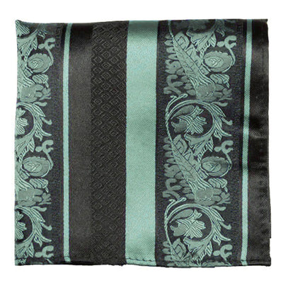 Mint and Black Silk Pocket Square Paul Malone Pocket Square - Paul Malone.com