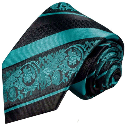 Pacific Blue and Black Silk Tie and Pocket Square Paul Malone Ties - Paul Malone.com