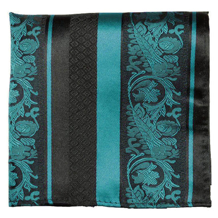 Pacific Blue and Black Silk Pocket Square Paul Malone Pocket Square - Paul Malone.com