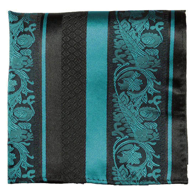 Pacific Blue and Black Silk Pocket Square Paul Malone Pocket Square - Paul Malone.com