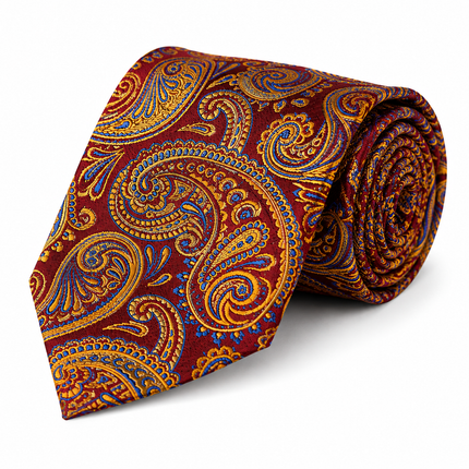 Red and Gold Paisley Silk Tie by Paul Malone Paul Malone Ties - Paul Malone.com