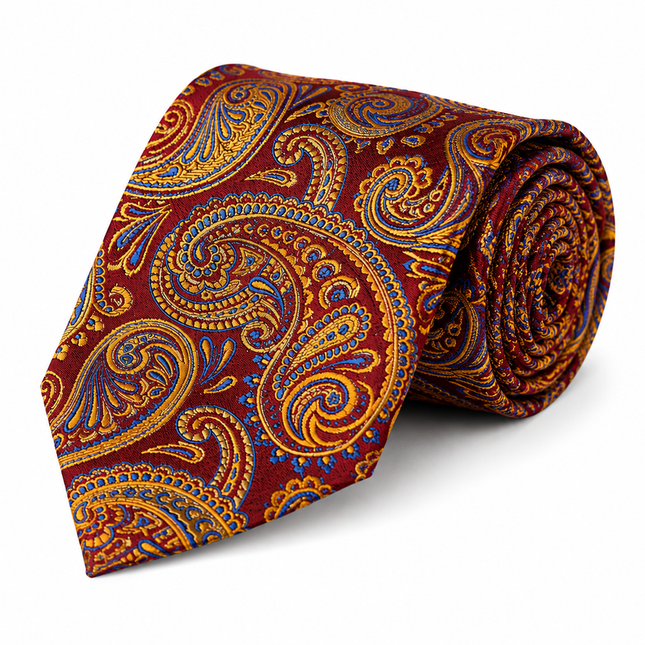 Red and Gold Paisley Silk Tie by Paul Malone Paul Malone Ties - Paul Malone.com
