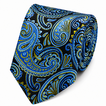 Blue and Lime Paisley Silk Tie by Paul Malone Paul Malone Ties - Paul Malone.com