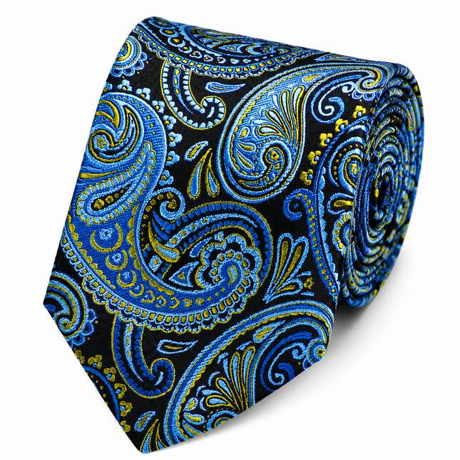 Blue and Lime Paisley Silk Tie by Paul Malone Paul Malone Ties - Paul Malone.com