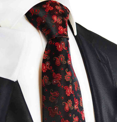 Red and Black Paisley Silk Necktie by Paul Malone Paul Malone Ties - Paul Malone.com