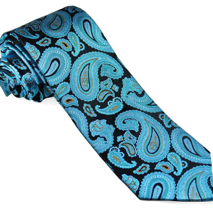 Storm Blue Paisley Silk Necktie Set by Paul Malone Paul Malone Ties - Paul Malone.com