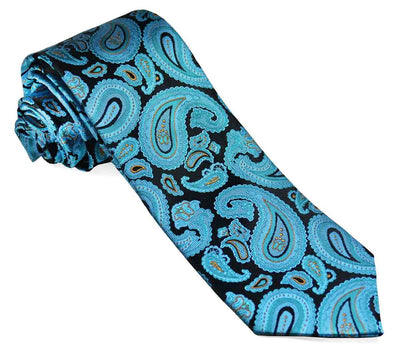 Storm Blue Paisley Silk Necktie Set by Paul Malone Paul Malone Ties - Paul Malone.com