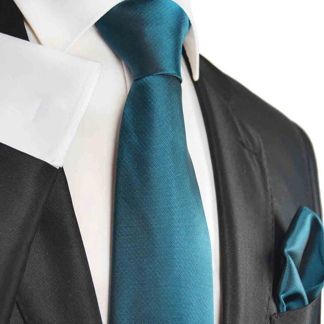Mallard Blue Silk Men's Tie and Hanky by Paul Malone Paul Malone Ties - Paul Malone.com