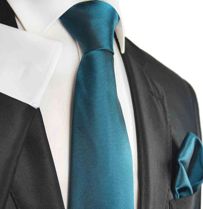 Mallard Blue Silk Men's Tie and Hanky by Paul Malone Paul Malone Ties - Paul Malone.com