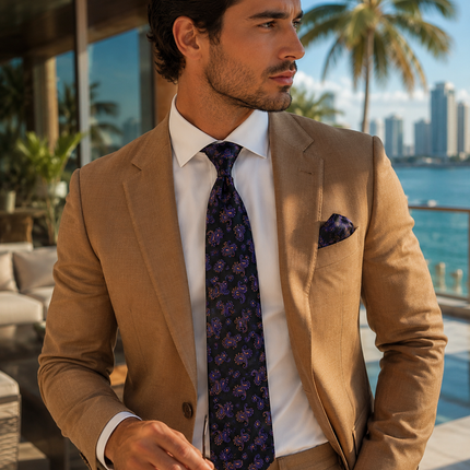 Violet and Black Paisley Silk Men's Tie and Accessories by Paul Malone Paul Malone Ties - Paul Malone.com