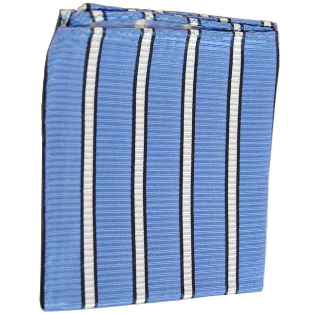 Blue and White Striped Silk Pocket Square Paul Malone Pocket Square - Paul Malone.com