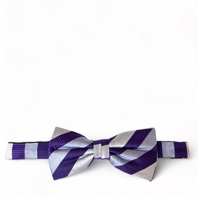 Violet Striped Silk Bow Tie and Pocket Square Paul Malone Bow Ties - Paul Malone.com