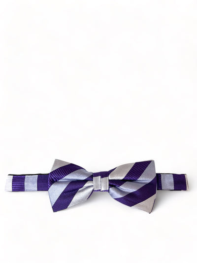 Violet Striped Silk Bow Tie and Pocket Square Paul Malone Bow Ties - Paul Malone.com
