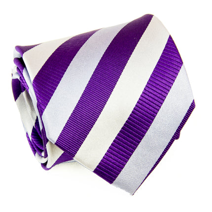 Lavender Striped Silk Necktie Set by Paul Malone Paul Malone Ties - Paul Malone.com