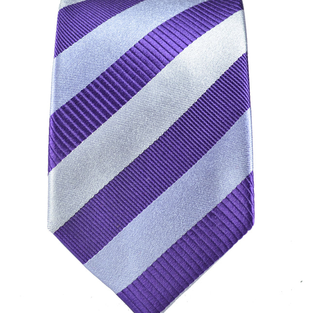 Lavender Striped Silk Necktie Set by Paul Malone