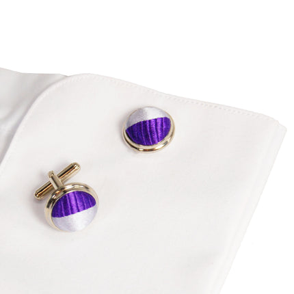 Lavender Striped Silk Necktie Set by Paul Malone