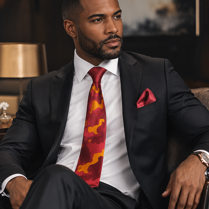 Fire Red Contrast Knot Tie Set by Paul Malone Paul Malone Ties - Paul Malone.com