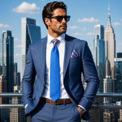 Blue Contrast Knot Tie Set by Paul Malone Paul Malone Ties - Paul Malone.com
