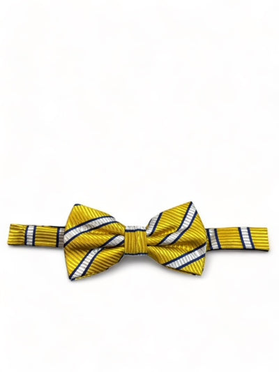 Yellow and Blue Striped Silk Bow Tie and Pocket Square Paul Malone Bow Ties - Paul Malone.com