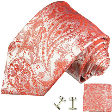 True Red Paisley Silk Necktie Set Paul Malone Ties - Paul Malone.com