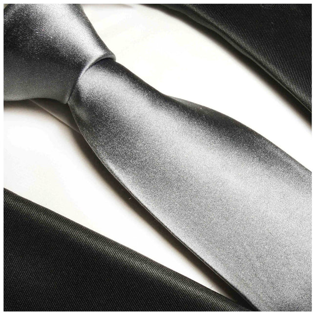 Solid Grey Silk Tie and Pocket Square Paul Malone Ties - Paul Malone.com