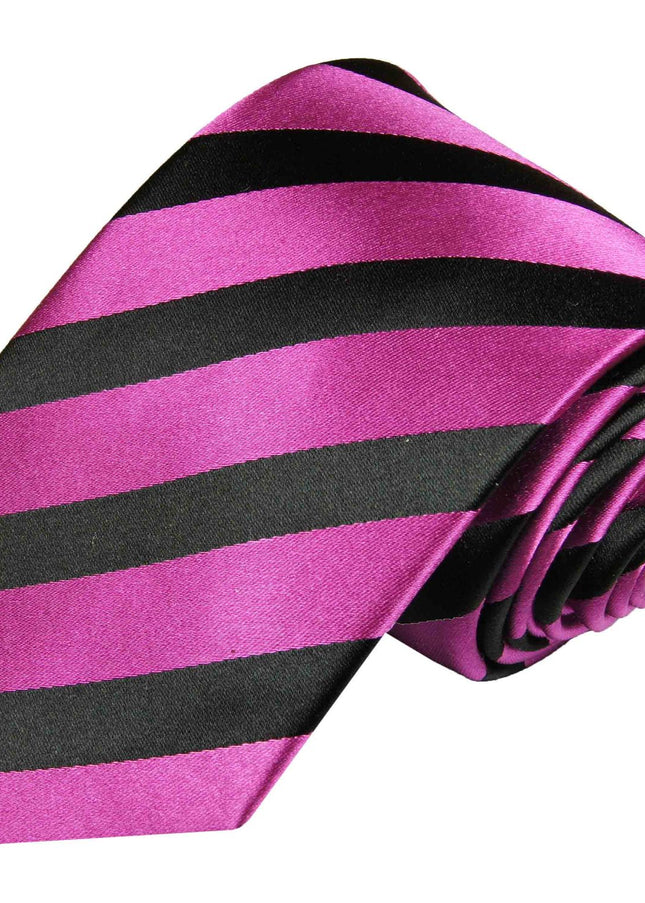 Hot Pink and Black Silk Tie and Pocket Square Paul Malone Ties - Paul Malone.com