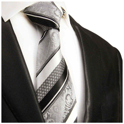 Silver and Black Silk Men's Necktie Paul Malone Ties - Paul Malone.com