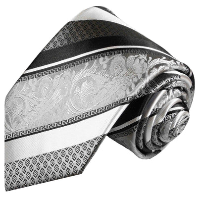 Silver and Black Silk Men's Necktie and Pocket Square Paul Malone Ties - Paul Malone.com