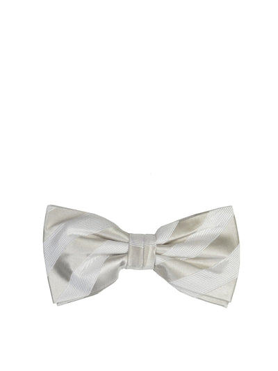 Silver and White Striped Silk Bow Tie Paul Malone Bow Ties - Paul Malone.com