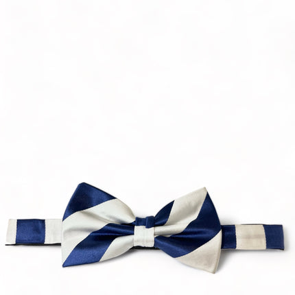 White and Blue Striped Silk Bow Tie Paul Malone Bow Ties - Paul Malone.com