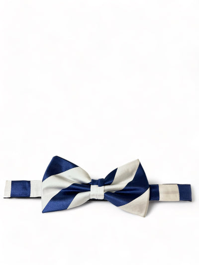 White and Blue Striped Silk Bow Tie Paul Malone Bow Ties - Paul Malone.com