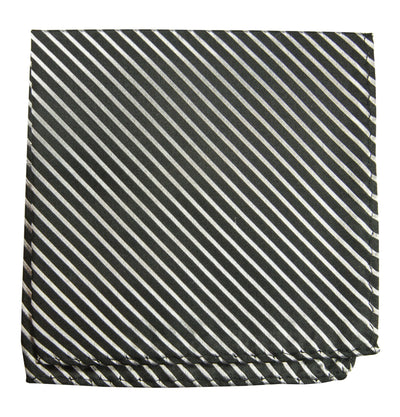 Black and Silver Striped Silk Pocket Square Paul Malone Pocket Square - Paul Malone.com