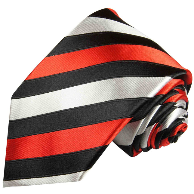 Black, Red and Silver Block Striped Silk Tie and Accessories Paul Malone Ties - Paul Malone.com