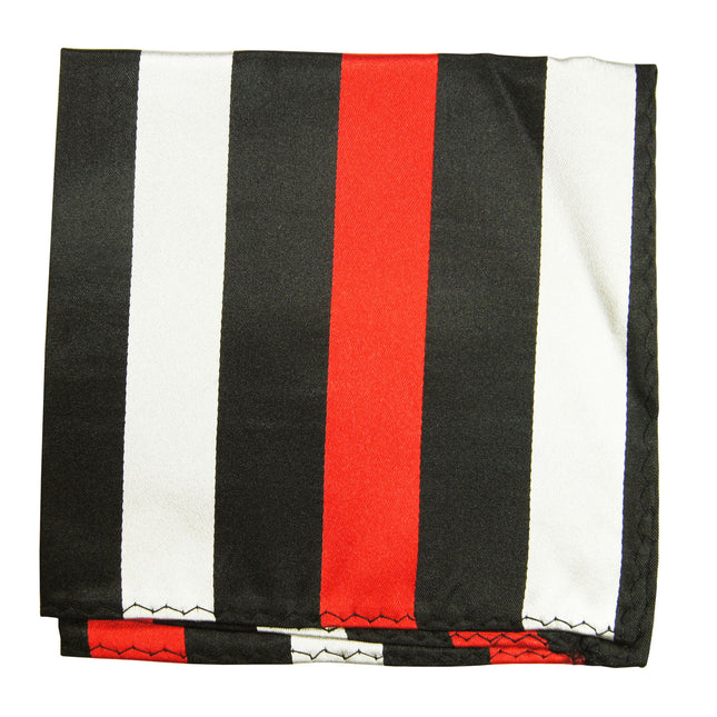 Red, Black and Silver Striped Silk Pocket Square Paul Malone Pocket Square - Paul Malone.com