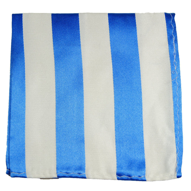 Blue and Silver Striped Silk Pocket Square Paul Malone Pocket Square - Paul Malone.com