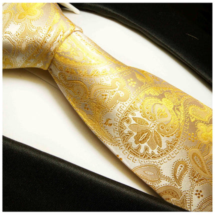 Golden Glow Paisley Mulberry Silk Necktie Paul Malone Ties - Paul Malone.com
