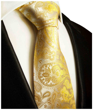 Golden Glow Paisley Mulberry Silk Necktie Paul Malone Ties - Paul Malone.com