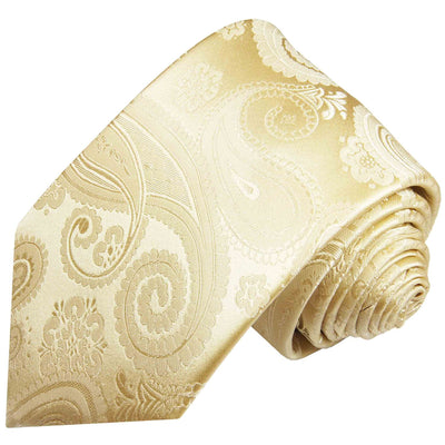 Champagne Paisley Wedding Silk Tie Set Paul Malone Ties - Paul Malone.com