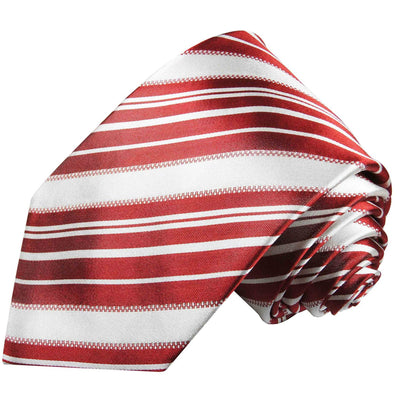 Silk Necktie Set by Paul Malone . Red and White Stripes Paul Malone Ties - Paul Malone.com