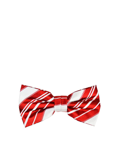 Red and White Striped Silk Bow Tie and Pocket Square Paul Malone Bow Ties - Paul Malone.com