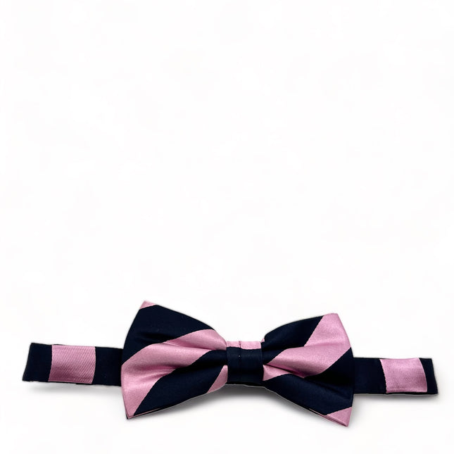 Pink and Navy Striped Silk Bow Tie Paul Malone Bow Ties - Paul Malone.com