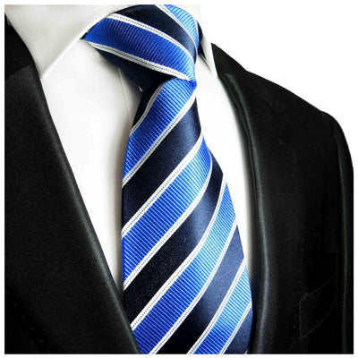 Blue, Navy and White Silk Necktie Paul Malone Ties - Paul Malone.com