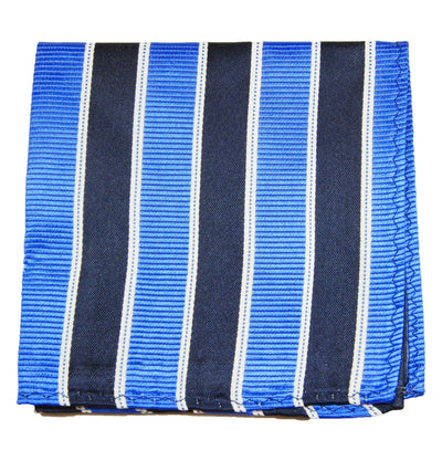 Blue and Navy Striped Silk Pocket Square Paul Malone Pocket Square - Paul Malone.com