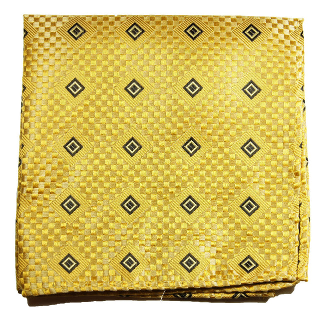 Gold and Black Patterned Silk Pocket Square Paul Malone Pocket Square - Paul Malone.com