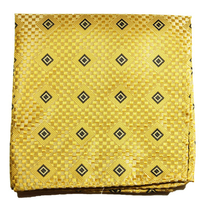 Gold and Black Patterned Silk Pocket Square Paul Malone Pocket Square - Paul Malone.com