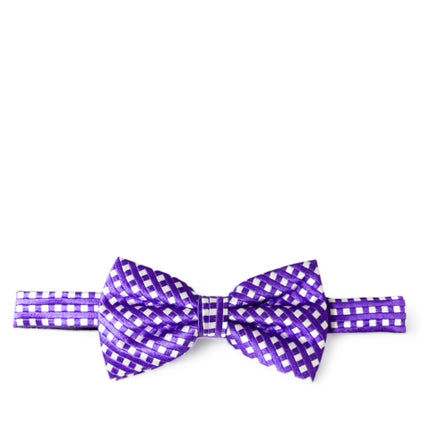 Purple Checkered Silk Bow Tie and Pocket Square Paul Malone Bow Ties - Paul Malone.com