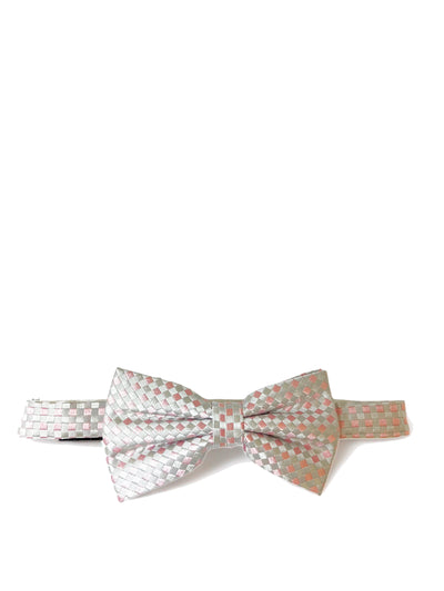 Silver and Pink Silk Bow Tie and Pocket Square Paul Malone Bow Ties - Paul Malone.com