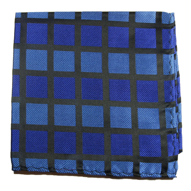 Royal Blue Checkered Silk Pocket Square Paul Malone Pocket Square - Paul Malone.com